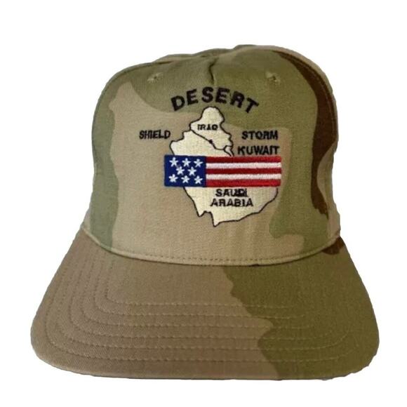 Vintage Bancroft Military Caps Desert Shield Storm Snapback Hat Cap Made in USA - Picture 1 of 4